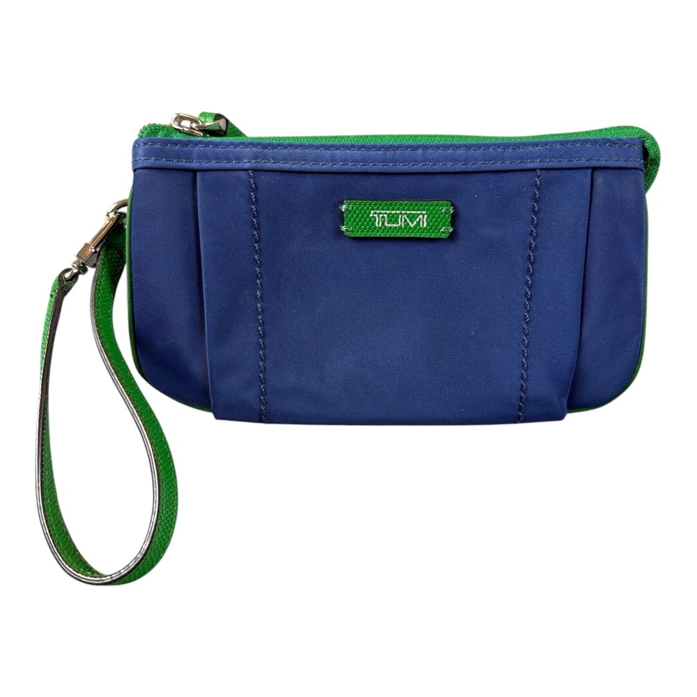 Tumi Wristlet Clutch Womens OS Navy Blue Green Nylon Travel Pouch Seattle